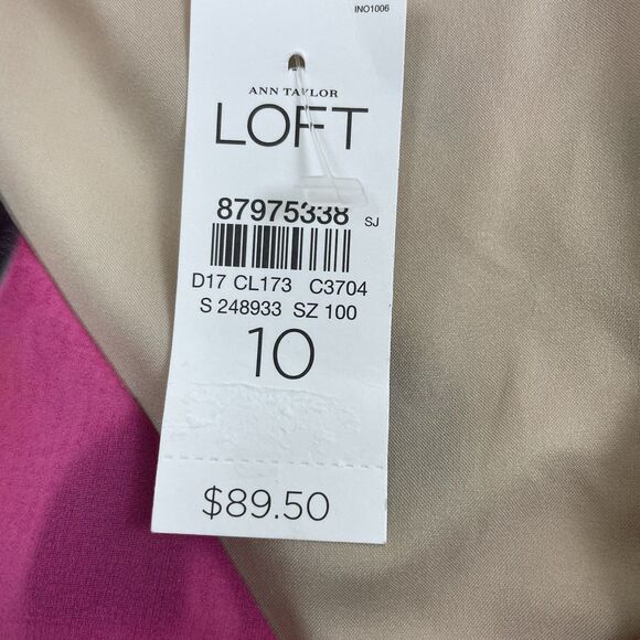 NWT Ann Taylor LOFT Ruffle V-Neck Fit Flare Mini Dress Brunch Floral Pink-10 - Picture 4 of 11